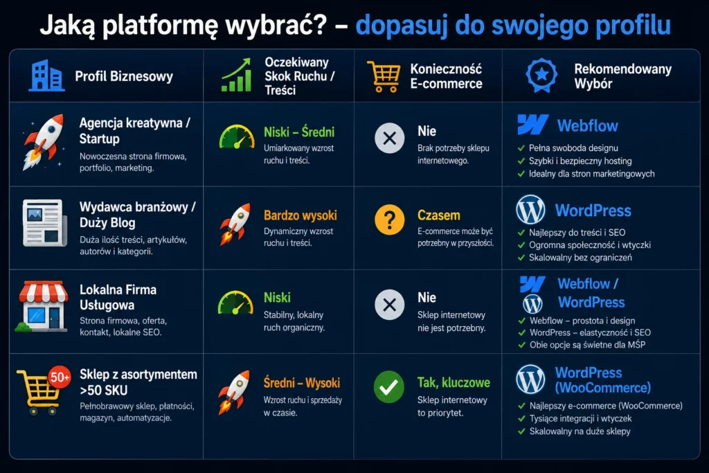 Webflow vs WordPress alternatywy – który CMS wybrać w 2026 roku?