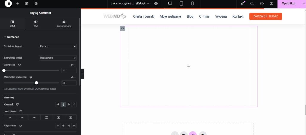 tworzenie strony na elementorze