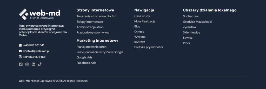 stopka jako element strony internetowej